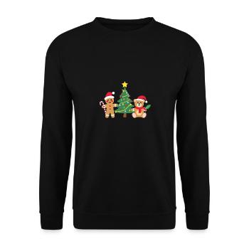 Cute Little Santa's Friends Christmas Tree - Unisex Sweatshirt - black - Front - Alina (178cm) & Michal (187cm)