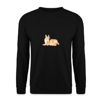 Cerf mère et enfant avec couronne de fleurs - Sweat-shirt Unisexe - noir - Devant - Alina (178cm) & Michal (187cm)