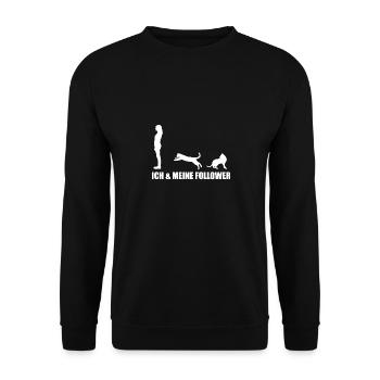 Ich und meine Follower Katzen - Unisex Pullover - Schwarz - Vorne - Alina (178cm) & Michal (187cm)