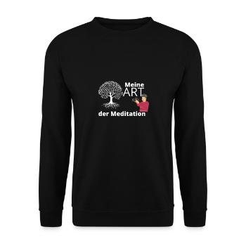 Meine Art der Meditation - Mann Baum hell - Unisex Pullover - Schwarz - Vorne - Alina (178cm) & Michal (187cm)