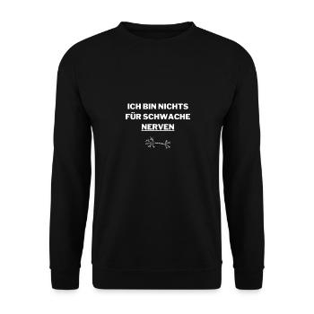 Nichts für schwache Nerven - Unisex Pullover - Schwarz - Vorne - Alina (178cm) & Michal (187cm)