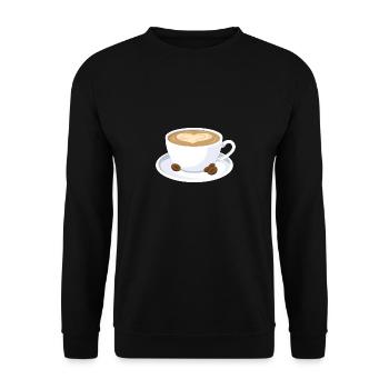 Kaffee Tasse Capuccino Milchkaffee Geschenk - Unisex Pullover - Schwarz - Vorne - Alina (178cm) & Michal (187cm)
