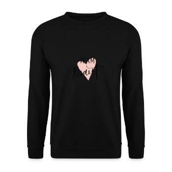 Team Braut T-Shirt JGA Herz, Junggesellenabschied - Unisex Pullover - Schwarz - Vorne - Alina (178cm) & Michal (187cm)