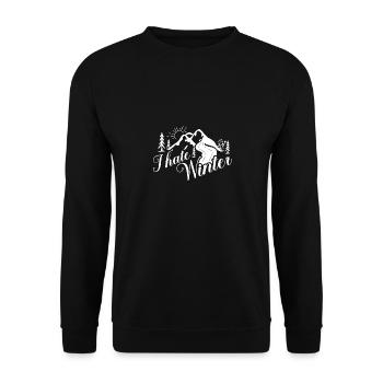 Ich hasse Winter, Ich hasse Schnee und Kälte - Unisex Pullover - Schwarz - Vorne - Alina (178cm) & Michal (187cm)