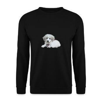 Pyrenees mountain dog puppy by Pyris von Ehrenberg - Unisex Sweatshirt - black - Front - Alina (178cm) & Michal (187cm)
