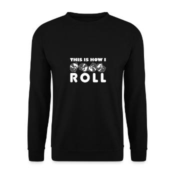 Panda Bär Rollen So Rolle Ich I Geschenk - Unisex Pullover - Schwarz - Vorne - Alina (178cm) & Michal (187cm)