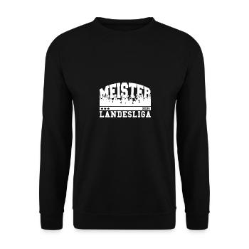 Meister Landesliga 2025 Aufstieg Fußball Handball - Unisex Pullover - Schwarz - Vorne - Alina (178cm) & Michal (187cm)