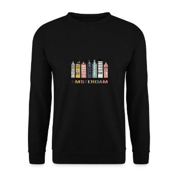 Amsterdam colorful canal houses - Sweat-shirt Unisexe - noir - Devant - Alina (178cm) & Michal (187cm)