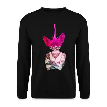 Sphynx Cat COULEUR - Sweat-shirt Unisexe - noir - Devant - Alina (178cm) & Michal (187cm)