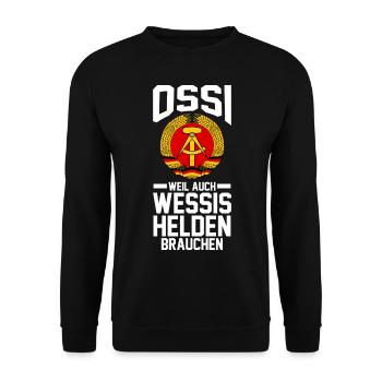 Ostdeutschland Ossi Deutschland DDR - Unisex Pullover - Schwarz - Vorne - Alina (178cm) & Michal (187cm)