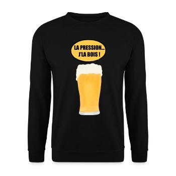La pression… J’la bois ! - Sweat-shirt Unisexe - noir - Devant - Alina (178cm) & Michal (187cm)