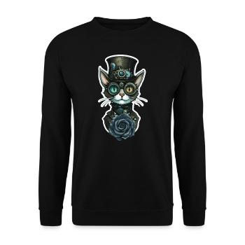 Chat Steampunk Rose Noire Gothique - Sweat-shirt Unisexe - noir - Devant - Alina (178cm) & Michal (187cm)