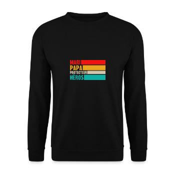 mari papa protecteur héros - Sweat-shirt Unisexe - noir - Devant - Alina (178cm) & Michal (187cm)