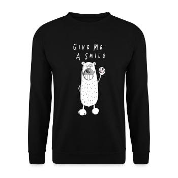 Give me A Smile - Eisbär - Eisbären - Bär - Bären - Unisex Pullover - Schwarz - Vorne - Alina (178cm) & Michal (187cm)
