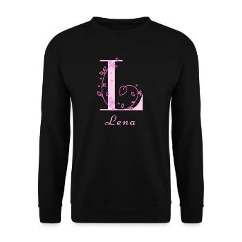 LENA Name Shirt Flowers Letter Women - Unisex Sweatshirt - black - Front - Alina (178cm) & Michal (187cm)