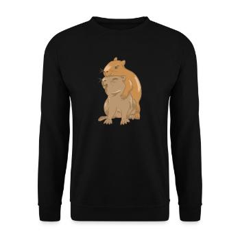 Umarmung von Capybara-Babys - Unisex Pullover - Schwarz - Vorne - Alina (178cm) & Michal (187cm)