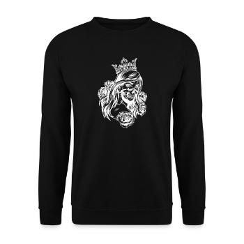 Queen Kopf (Partnermotiv) - Unisex Pullover - Schwarz - Vorne - Alina (178cm) & Michal (187cm)