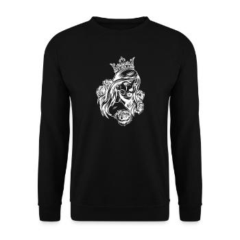 Queen Kopf (Partnermotiv) - Unisex Pullover - Schwarz - Vorne - Alina (178cm) & Michal (187cm)