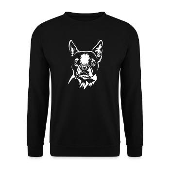 Boston Terrier Kopf "Black Edition" - Unisex Pullover - Schwarz - Vorne - Alina (178cm) & Michal (187cm)