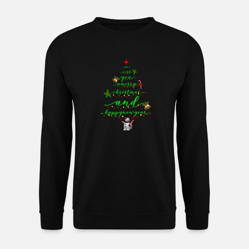 Script Christmas Tree with Snowman - Unisex Sweatshirt - black