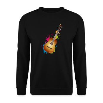schönes buntes Akustik Gitarren Graffiti - Unisex Pullover - Schwarz - Vorne - Alina (178cm) & Michal (187cm)
