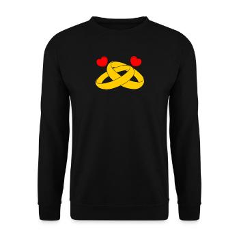 Bagues de mariage en or avec des cœurs - Sweat-shirt Unisexe - noir - Devant - Alina (178cm) & Michal (187cm)