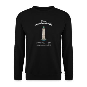 Lindau, Neuer Leuchtturm, Bodensee, Zeichnung - Unisex Pullover - Schwarz - Vorne - Alina (178cm) & Michal (187cm)