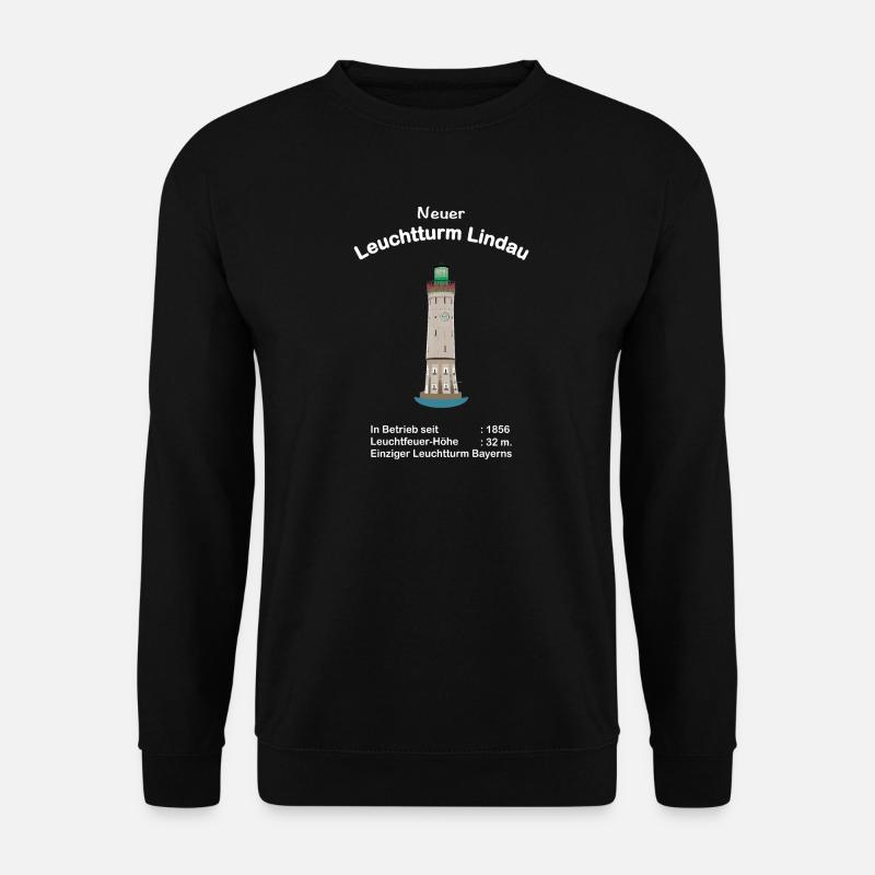 Lindau, Neuer Leuchtturm, Bodensee, Zeichnung - Unisex Pullover - Schwarz