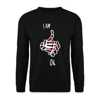 Ich bin Ok - Unisex Pullover - Schwarz - Vorne - Alina (178cm) & Michal (187cm)