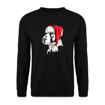 Santa English Bullterrier Weihnachten Wilsigns - Unisex Pullover - Schwarz - Vorne - Alina (178cm) & Michal (187cm)