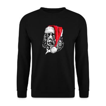 Père Noël Springer Spaniel Chiens de Noël - Sweat-shirt Unisexe - noir - Devant - Alina (178cm) & Michal (187cm)