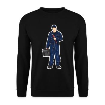 Klempner Junge - Unisex Pullover - Schwarz - Vorne - Alina (178cm) & Michal (187cm)