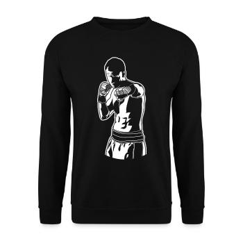 Boxer Skizze - Unisex Pullover - Schwarz - Vorne - Alina (178cm) & Michal (187cm)