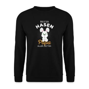 Bester Hasenpapa Süßes Kaninchen Häschen Spruch - Unisex Pullover - Schwarz - Vorne - Alina (178cm) & Michal (187cm)
