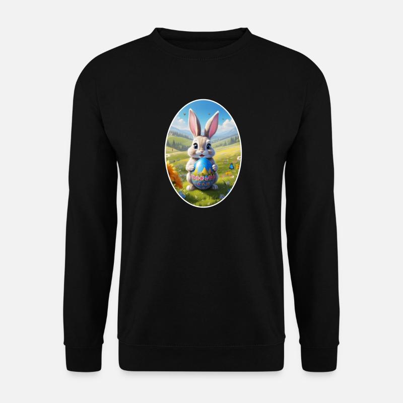 Osterhase mit Ei, Oval - Unisex Pullover - Schwarz