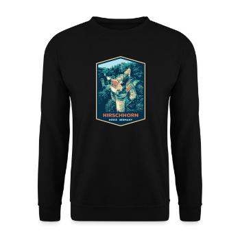 Illustration Hirschhorn Castle, Germany - Unisex Sweatshirt - black - Front - Alina (178cm) & Michal (187cm)