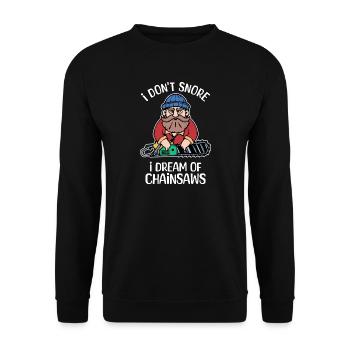 Chainsaw Statement Lumberjack Sawdust Wood - Unisex Sweatshirt - black - Front - Alina (178cm) & Michal (187cm)