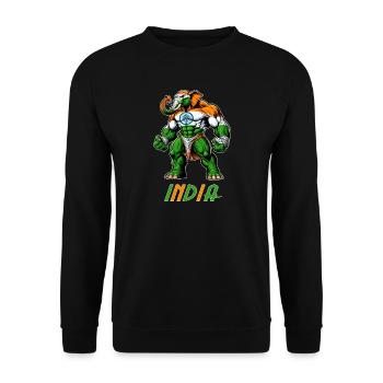 Motif du drapeau indien en forme d'éléphant - Sweat-shirt Unisexe - noir - Devant - Alina (178cm) & Michal (187cm)