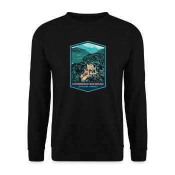 Illustration Schloss Hohenschwangau, Bayern - Unisex Pullover - Schwarz - Vorne - Alina (178cm) & Michal (187cm)
