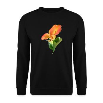 Orange Calla Blossom Magic - Unisex Sweatshirt - black - Front - Alina (178cm) & Michal (187cm)