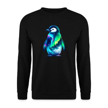 Aurora Borealis Pinguin - Unisex Pullover - Schwarz - Vorne - Alina (178cm) & Michal (187cm)