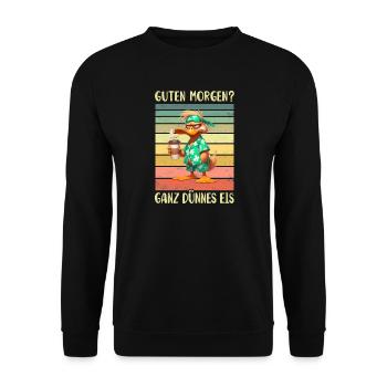 Ente Morgenmuffel - Unisex Pullover - Schwarz - Vorne - Alina (178cm) & Michal (187cm)