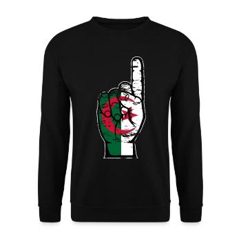 Algerien Flagge Nummer 1 used - Unisex Pullover - Schwarz - Vorne - Alina (178cm) & Michal (187cm)