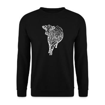 Cow White White Cow Cows Silhouettes Gift - Unisex Sweatshirt - black - Front - Alina (178cm) & Michal (187cm)