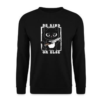 Be Kind or Else Kitty - Unisex Sweatshirt - black - Front - Alina (178cm) & Michal (187cm)