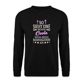 So sieht eine coole Social Media Managerin aus - Unisex Pullover - Schwarz - Vorne - Alina (178cm) & Michal (187cm)