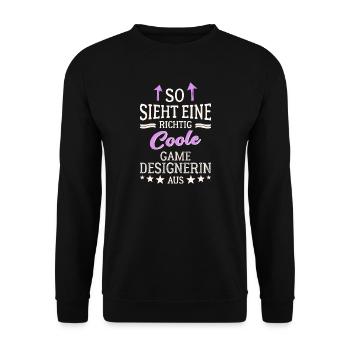 So sieht eine richtig coole Game Designerin aus - Unisex Pullover - Schwarz - Vorne - Alina (178cm) & Michal (187cm)