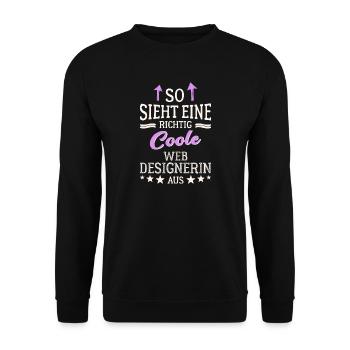 So sieht eine richtig coole Webdesignerin aus - Unisex Pullover - Schwarz - Vorne - Alina (178cm) & Michal (187cm)