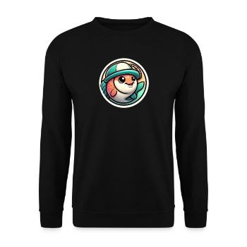Fish with Fisherman's Hat - Unisex Sweatshirt - black - Front - Alina (178cm) & Michal (187cm)