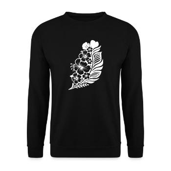 Tropical Hibiscus & Palm - Unisex Sweatshirt - black - Front - Alina (178cm) & Michal (187cm)